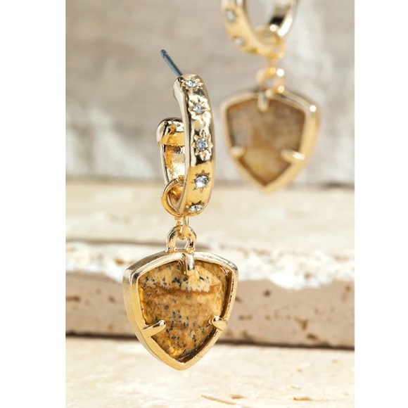 Jasper Triangle Natural Stone Earrings - Picture 1 of 1